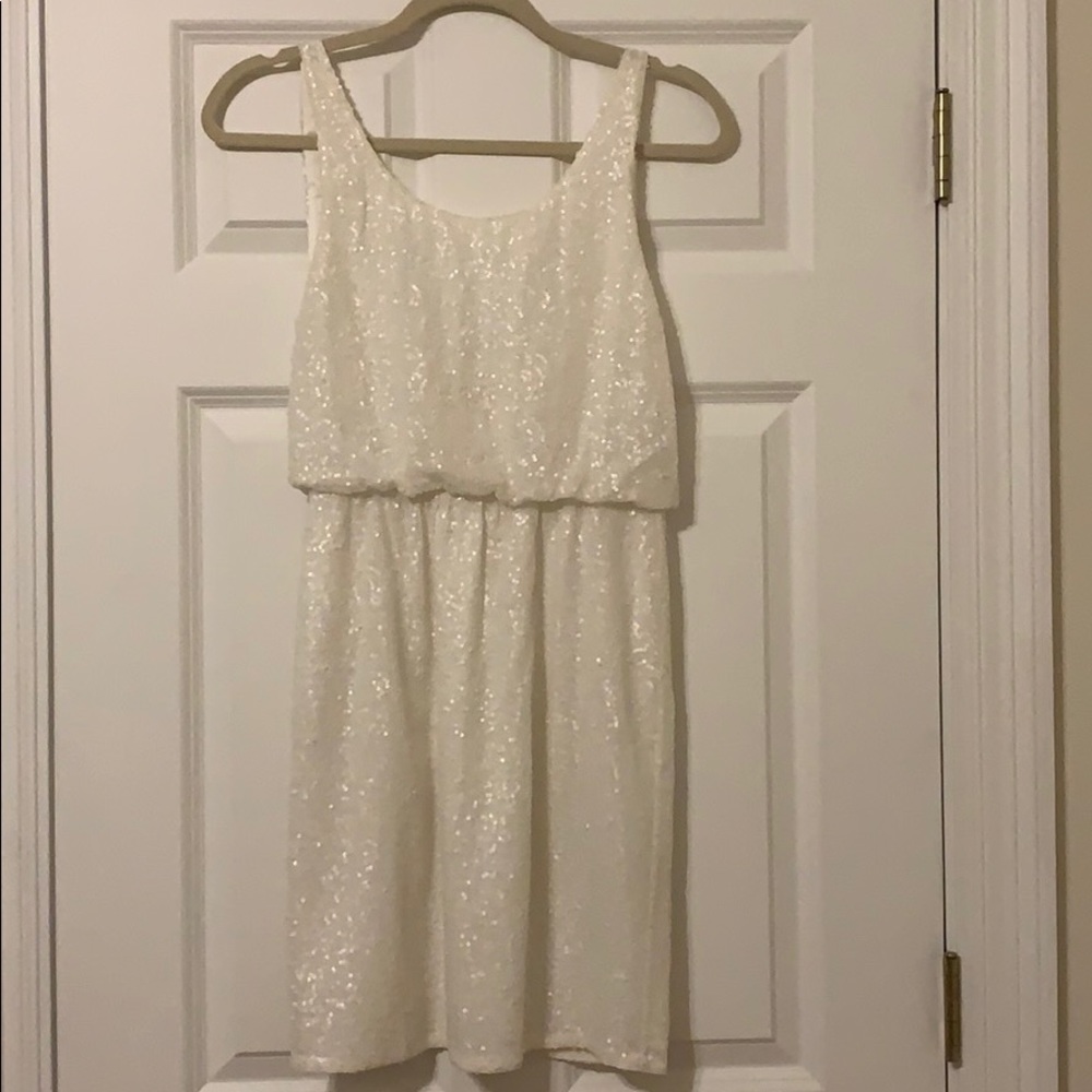 Alice + Olivia white embellished dress scoop back